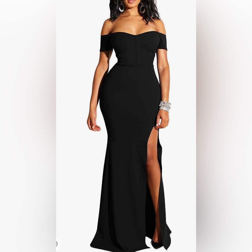 Women's Off Shoulder High Split Long Formal Party Dress